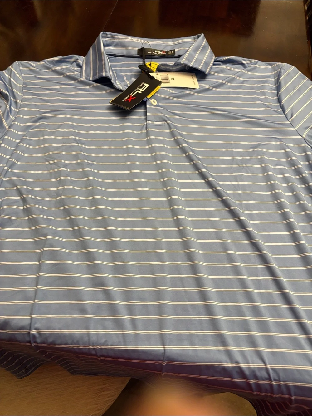 Ralph Lauren Blue Striped Polo Shirt - Performance Golf Polo